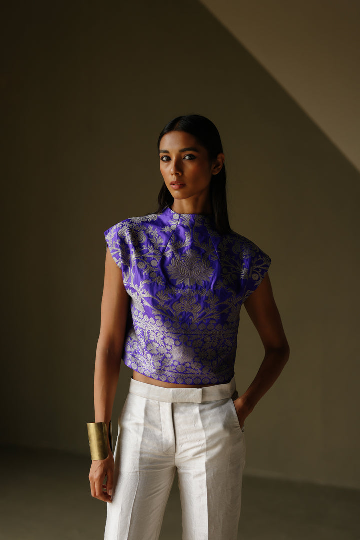 Handwoven Silk Engineered Brocade Top