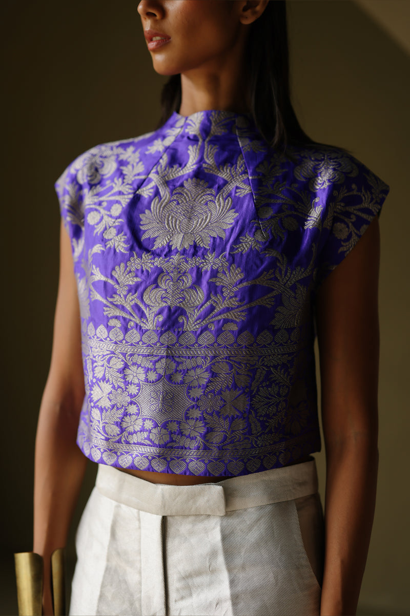 Handwoven Silk Engineered Brocade Top
