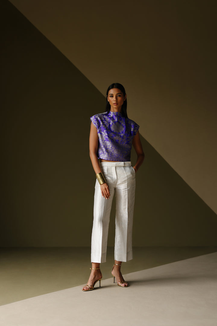 Handwoven Silk Engineered Brocade Top