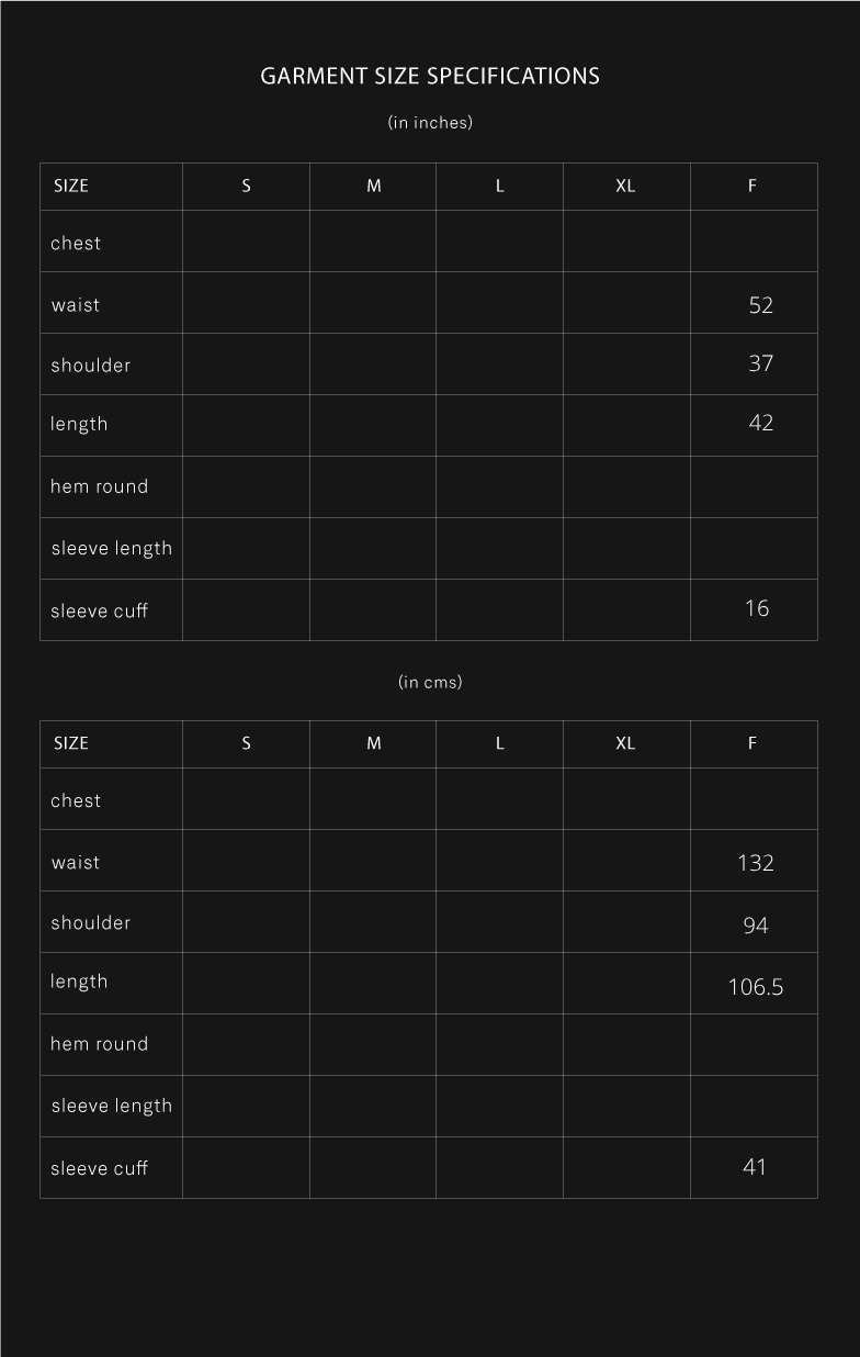product size chart