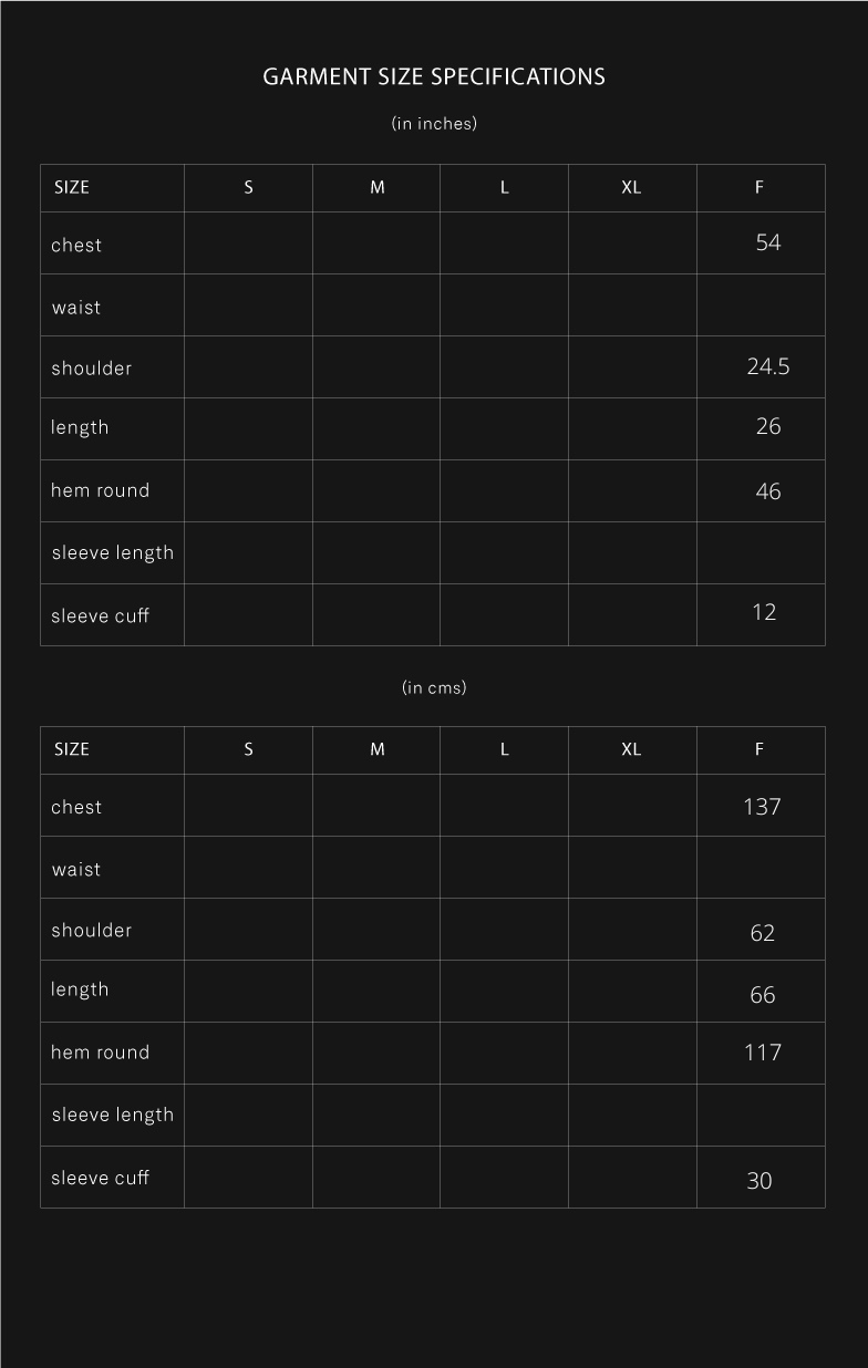 product size chart