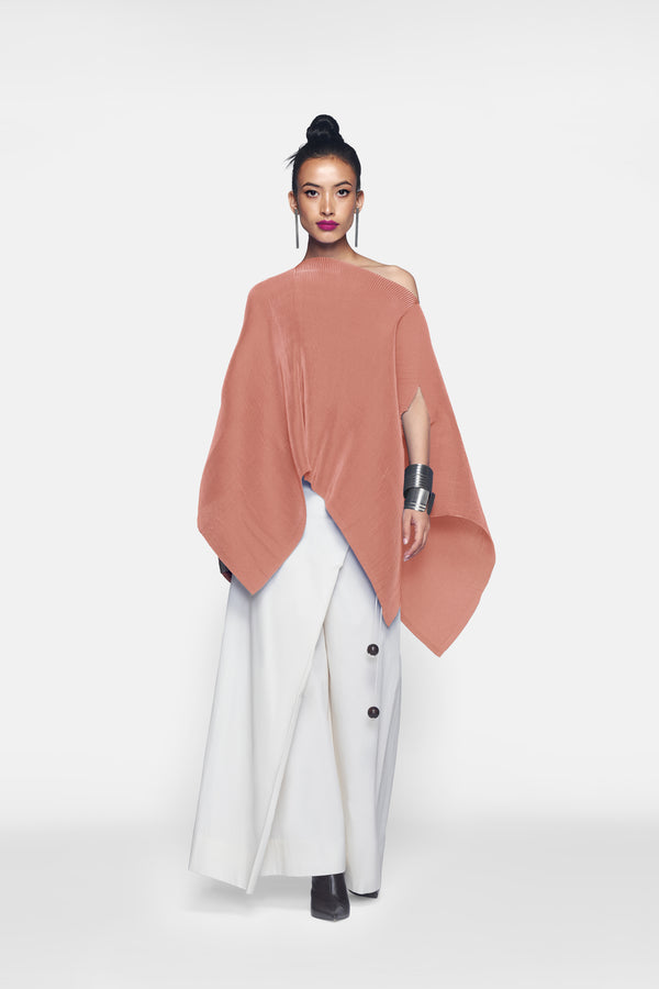 Pleated Short Poncho