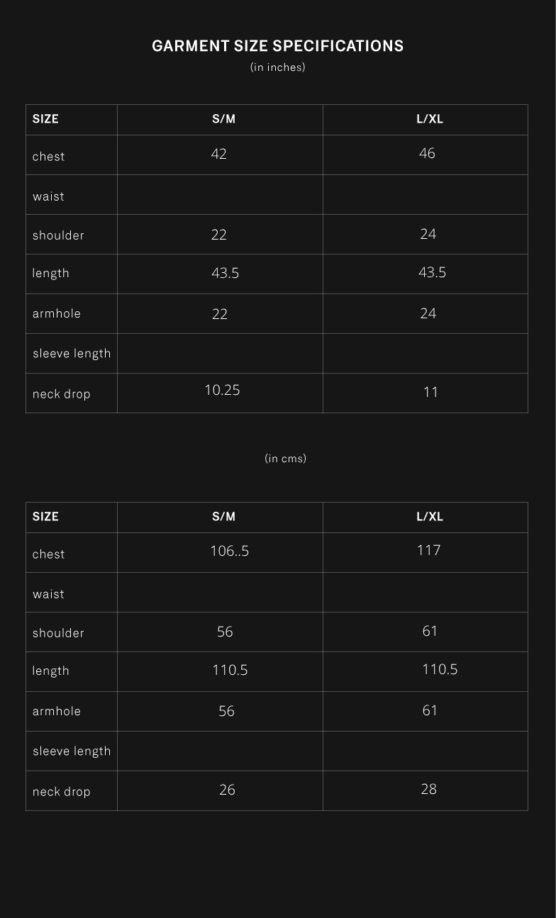 product size chart