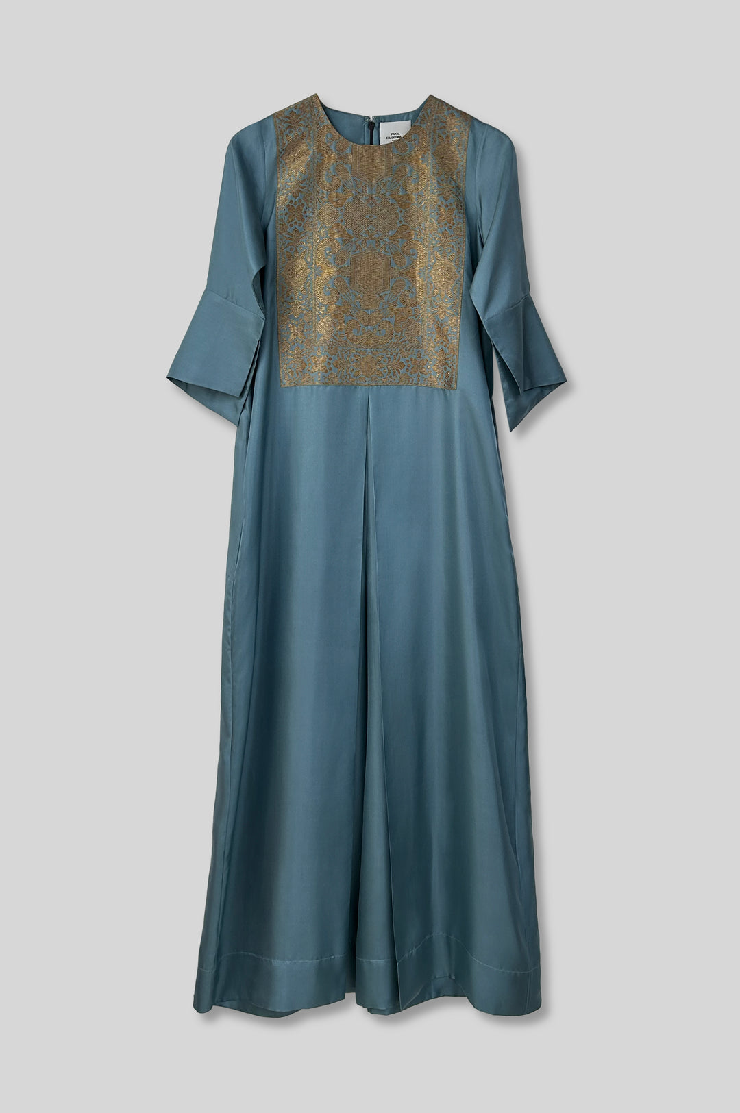Silk Jumpsuit With Brocade Detail
