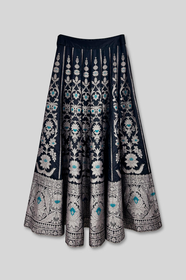 Handwoven Silk Engineered Brocade Lehenga