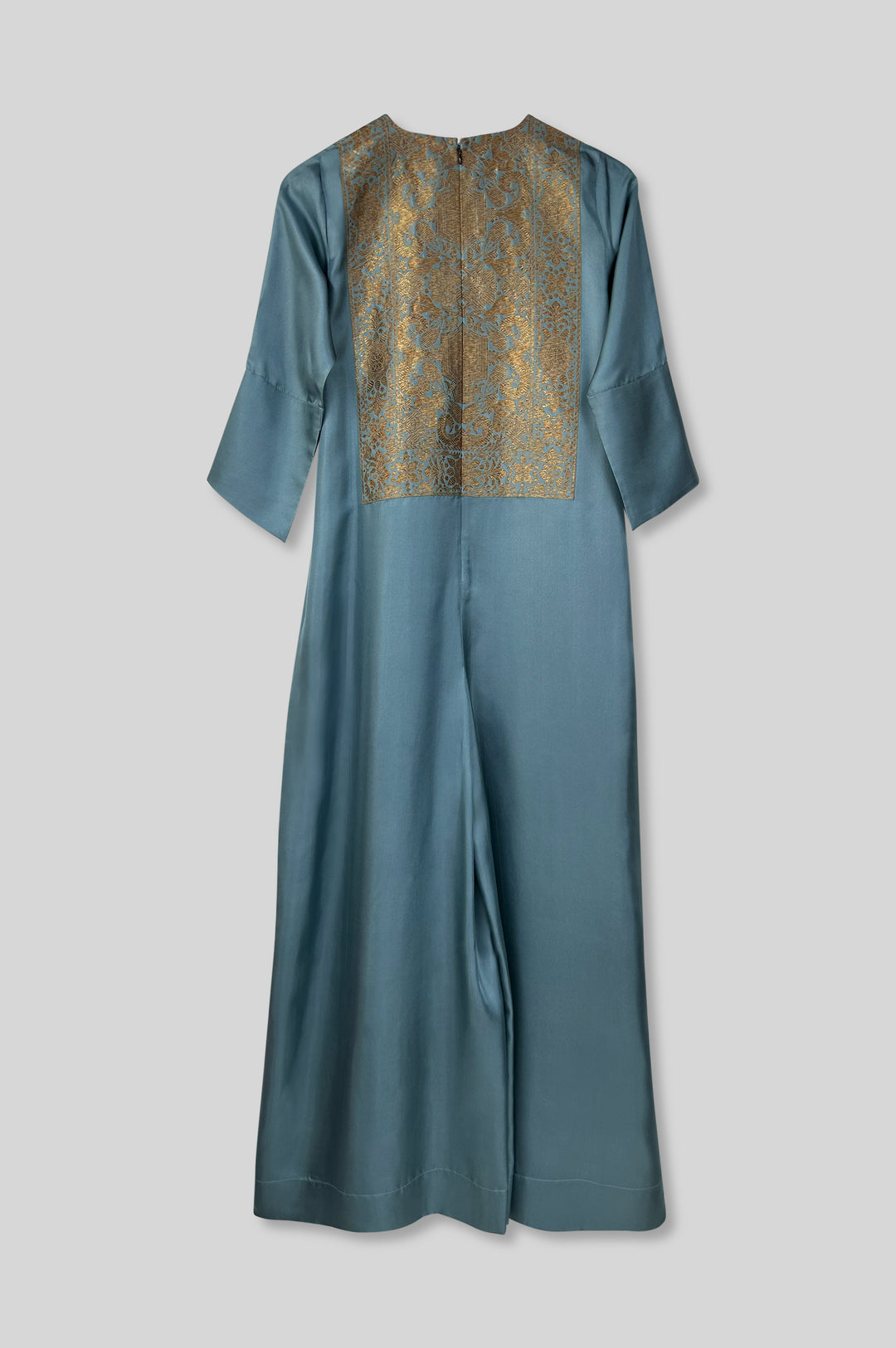 Silk Jumpsuit With Brocade Detail