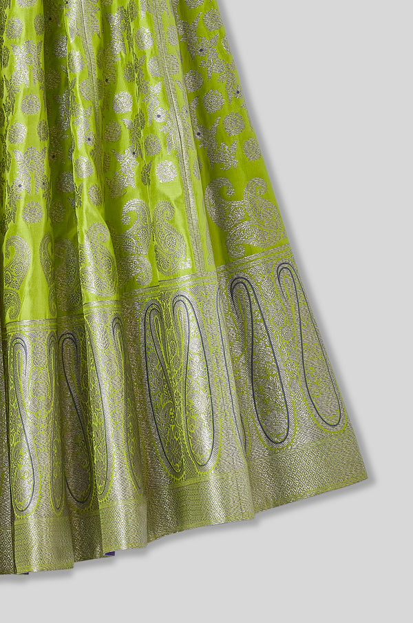 Handwoven Silk Engineered Brocade Lehenga