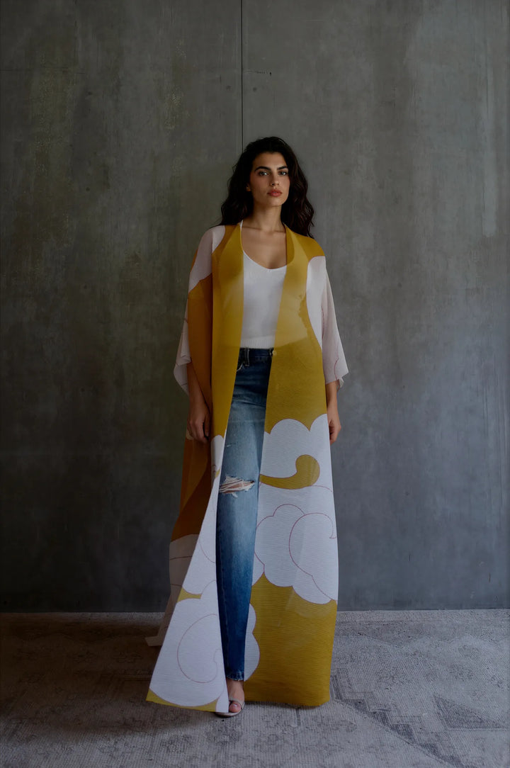 Pleated Kimono Cape