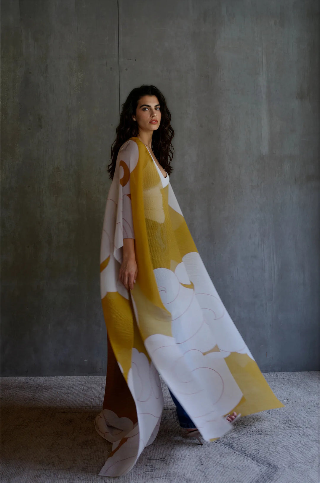 Pleated Kimono Cape