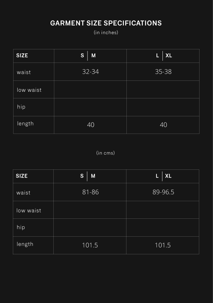 product size chart