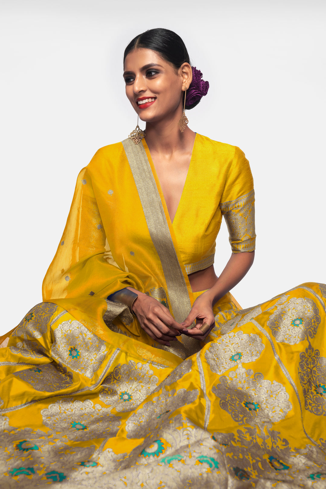 Handwoven Silk Engineered Brocade Lehenga