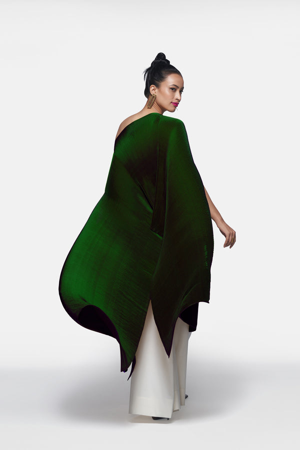 Pleated Long Poncho