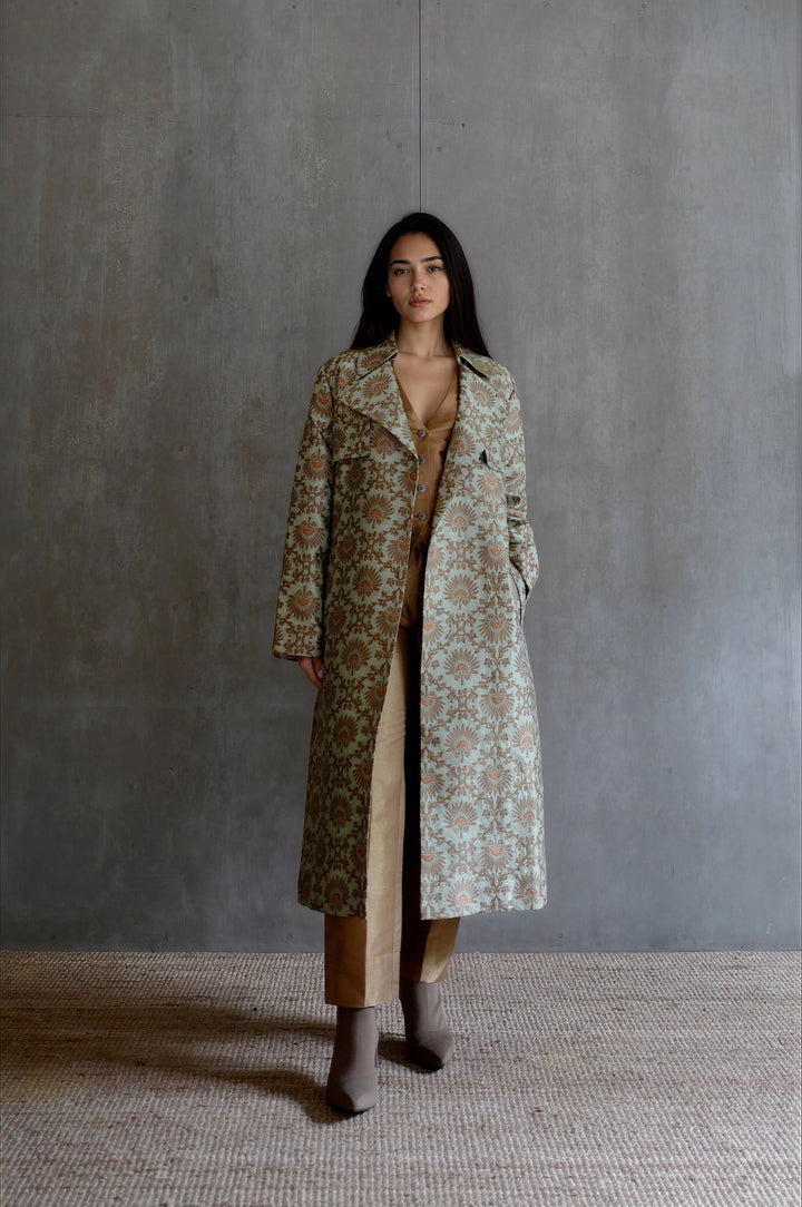 Silk Brocade Trench