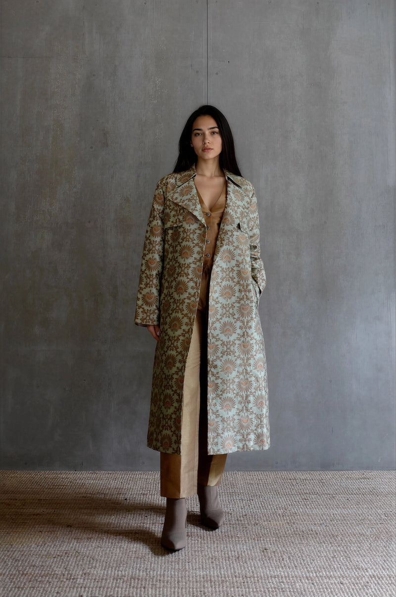Silk Brocade Trench