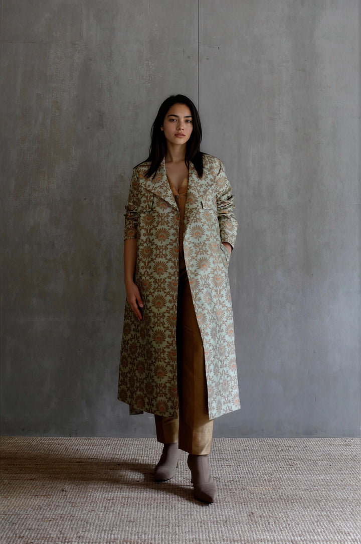 Silk Brocade Trench