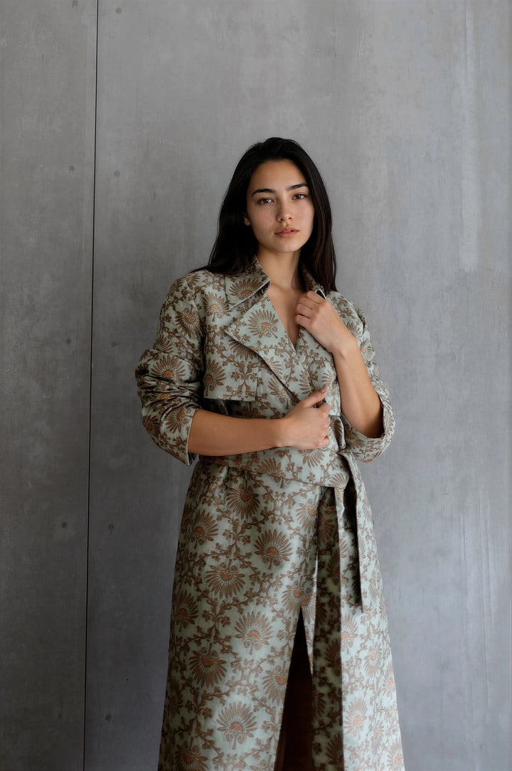 Silk Brocade Trench