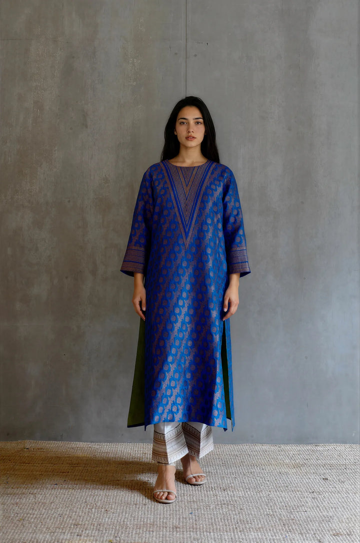 Silk Brocade Kurta Set