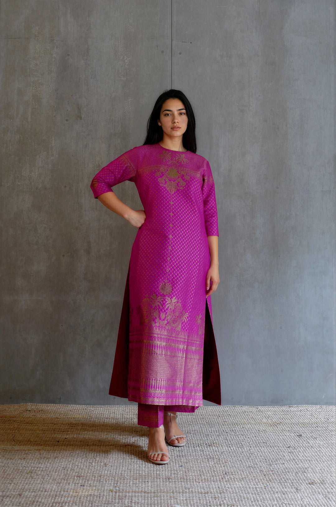 Silk Brocade Kurta Set