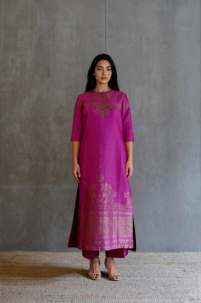 Silk Brocade Kurta Set