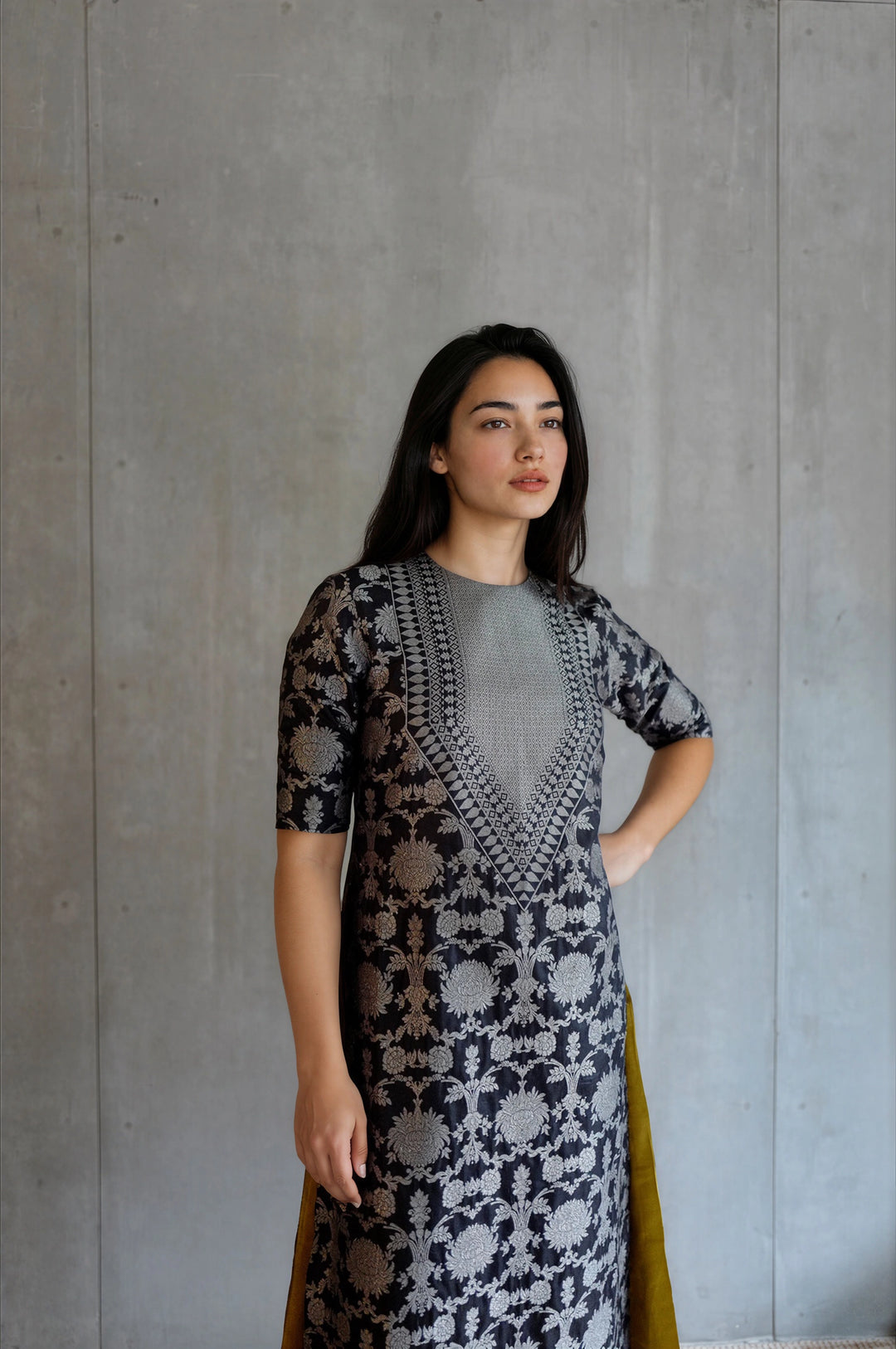 Silk Brocade Kurta Set