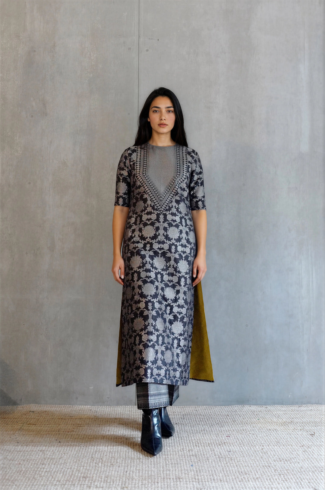 Silk Brocade Kurta Set