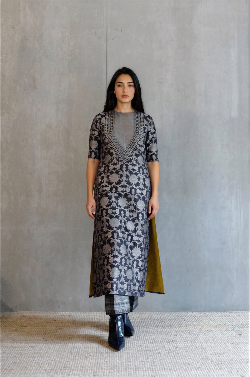 Silk Brocade Kurta Set