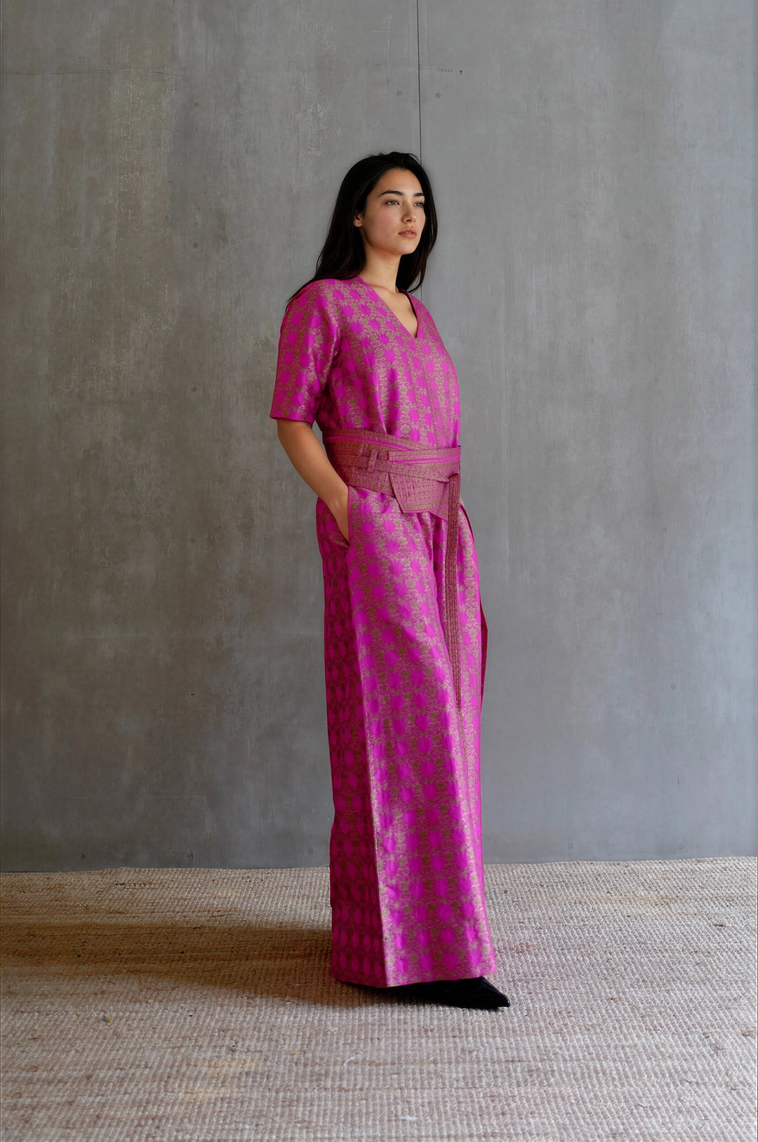 Silk Brocade Jumpsuit