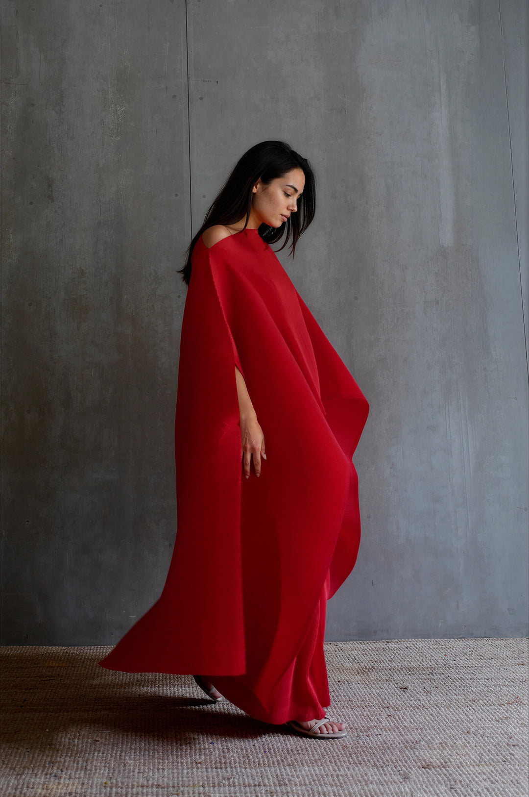 Pleated Long Poncho