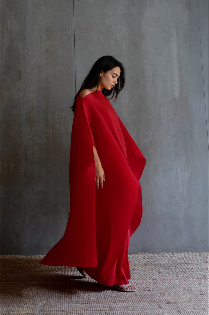Pleated Long Poncho