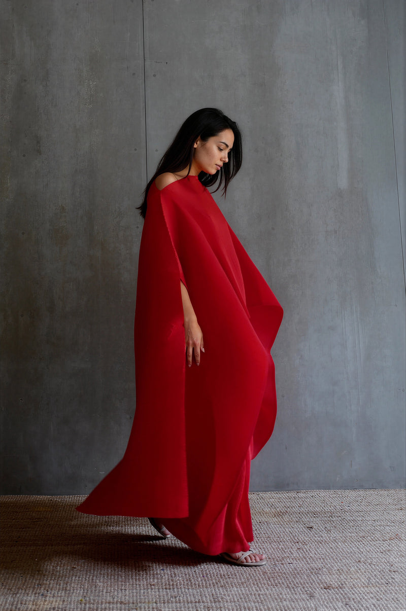 Pleated Long Poncho
