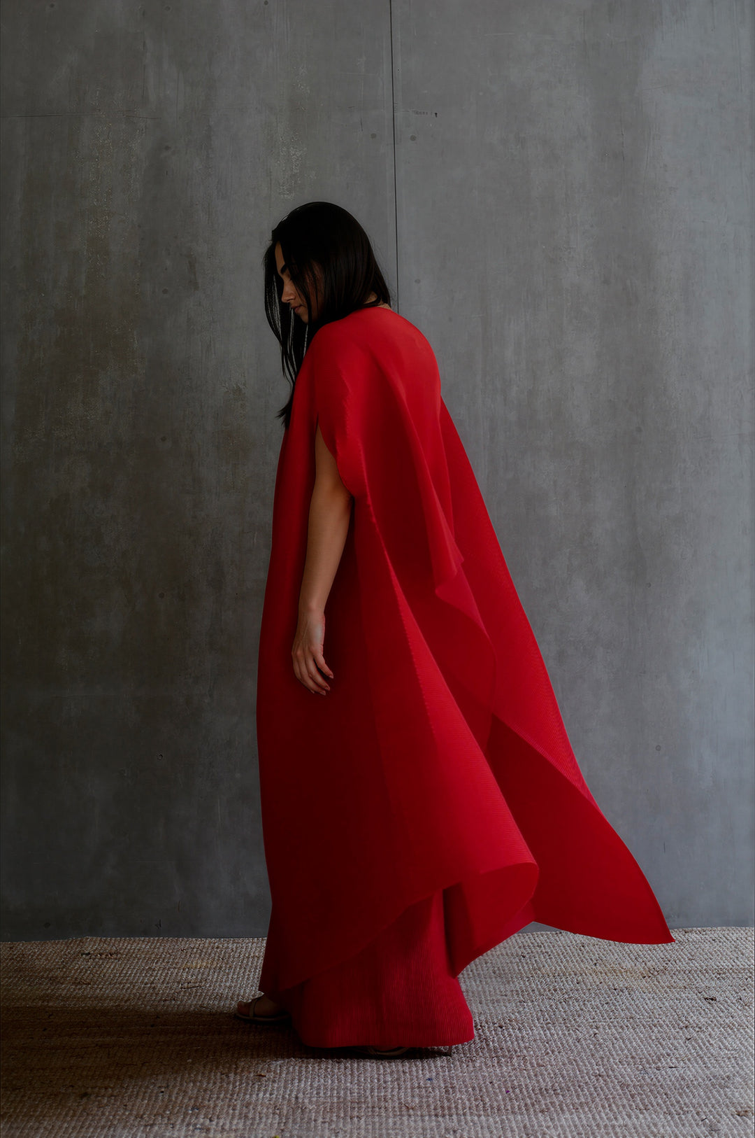 Pleated Long Poncho