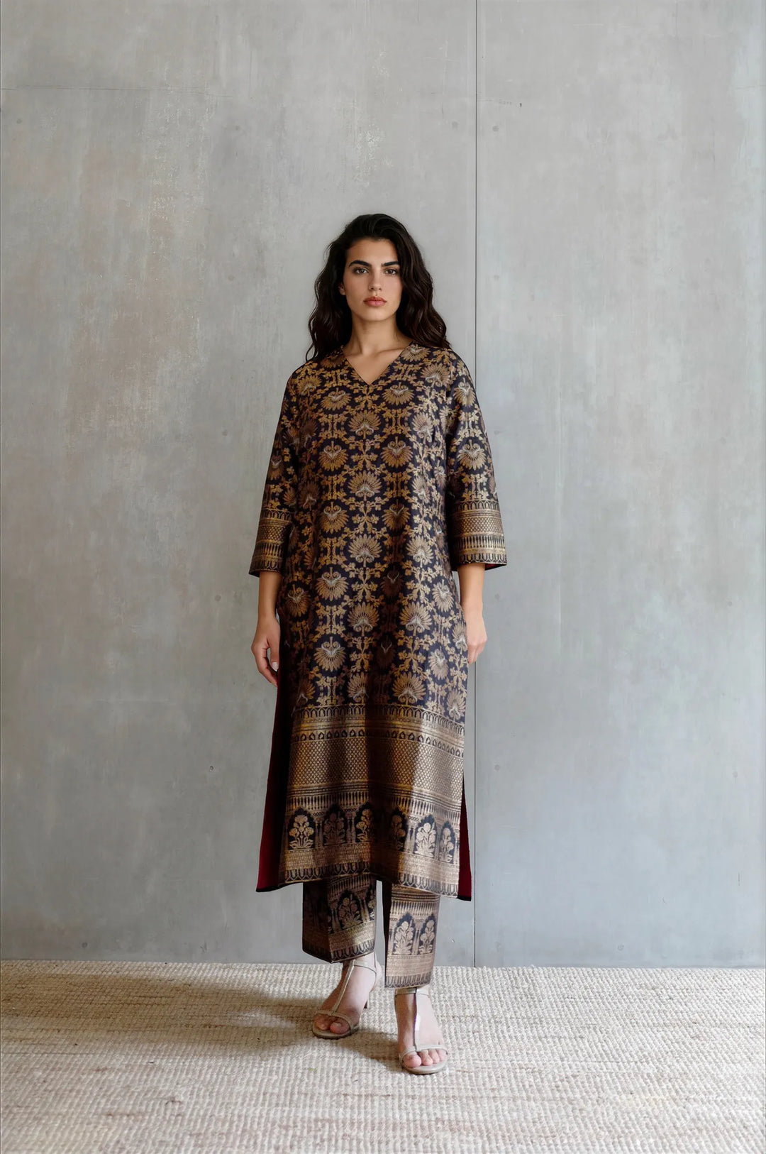 Silk Brocade Kurta Set