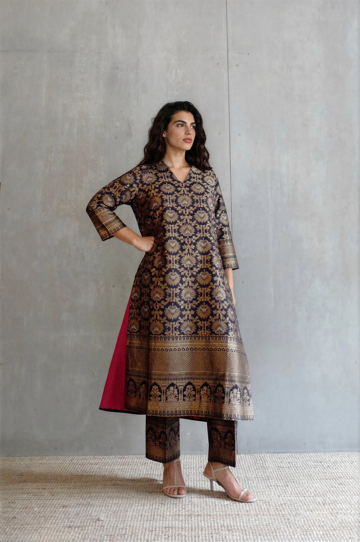 Silk Brocade Kurta Set