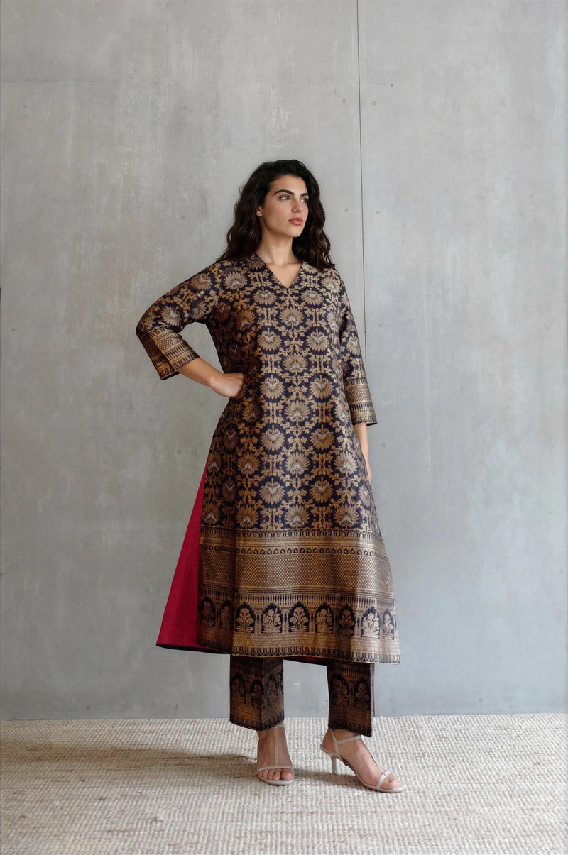 Silk Brocade Kurta Set