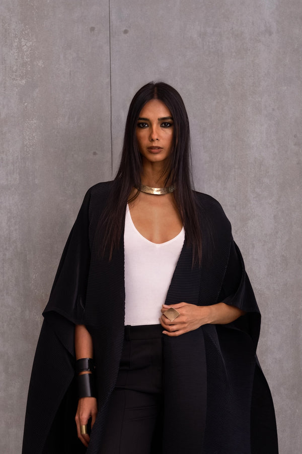 Pleated Kimono Cape