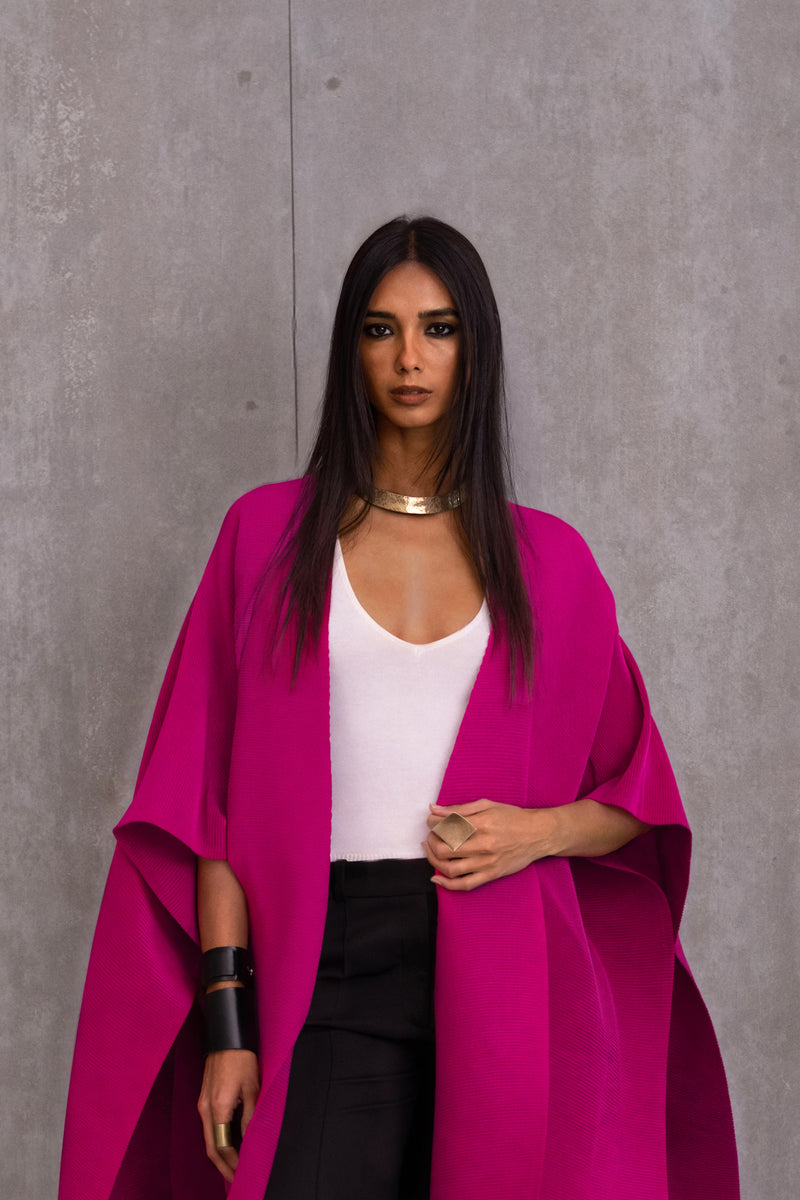 Pleated Kimono Cape
