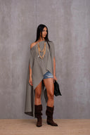 Pleated Long Poncho