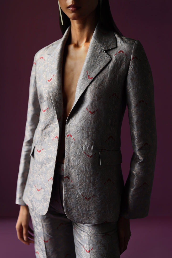 Silk Brocade Blazer Set