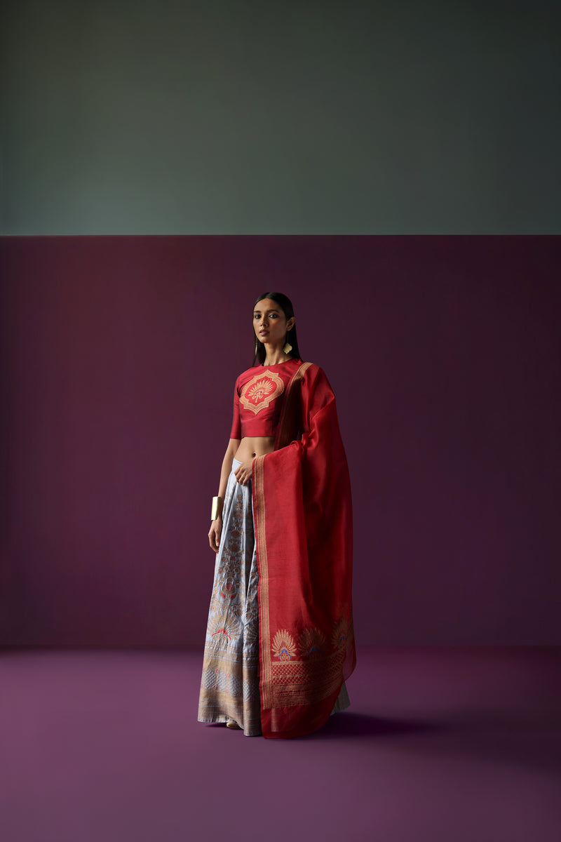 Silk Brocade Lehenga Set