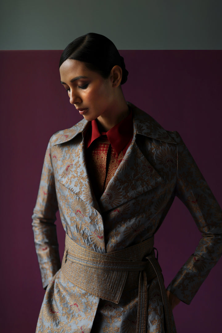 Silk Brocade Trench