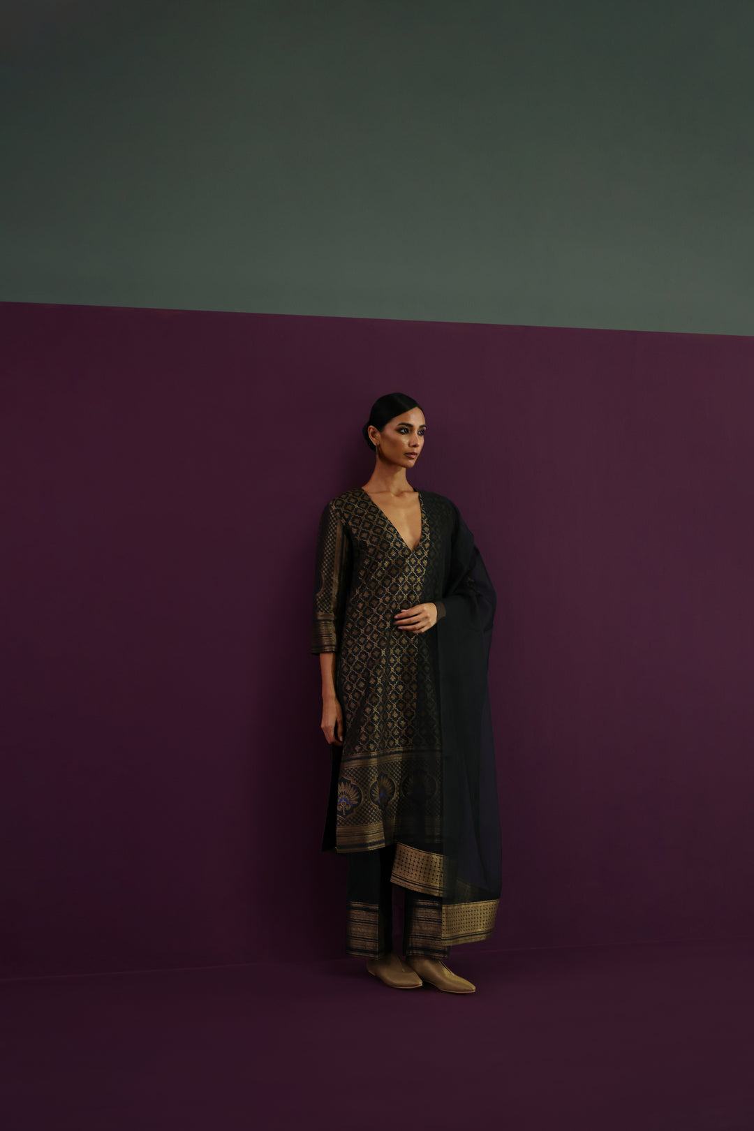 Silk Brocade Kurta Set