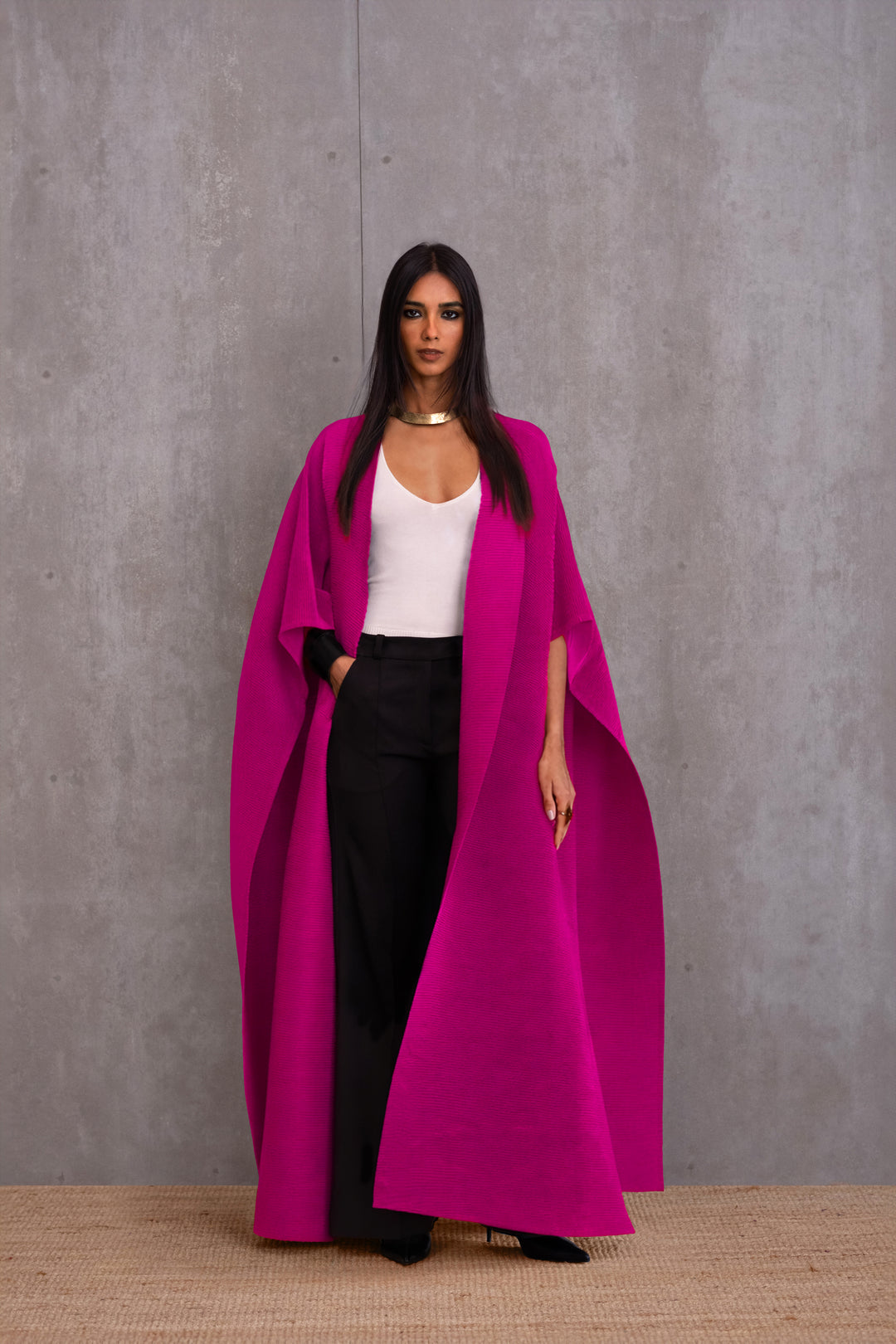 Pleated Kimono Cape