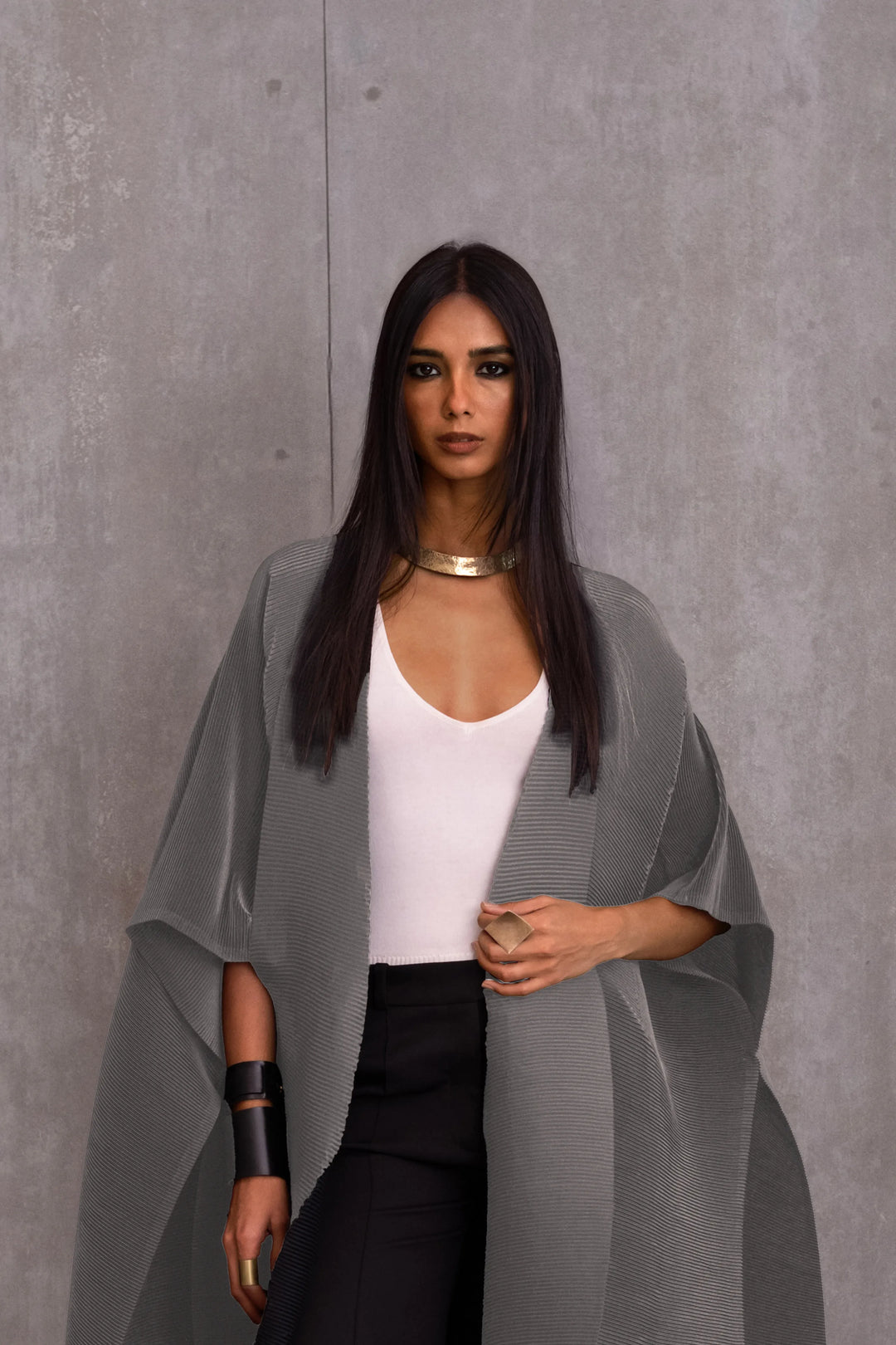 Pleated Kimono Cape