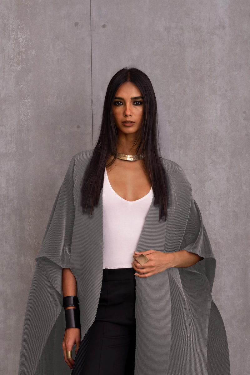 Pleated Kimono Cape