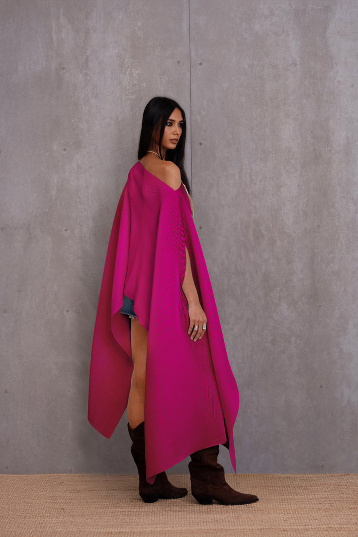 Pleated Long Poncho