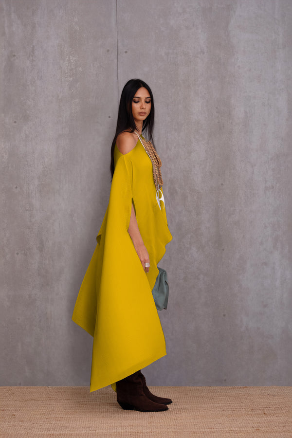Pleated Long Poncho