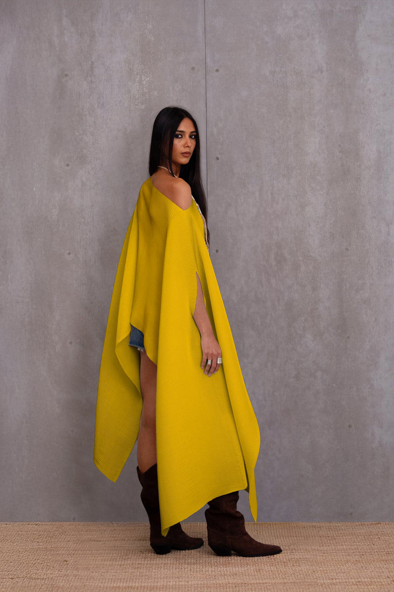 Pleated Long Poncho