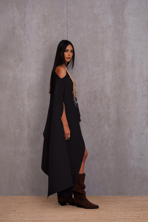 Pleated Long Poncho