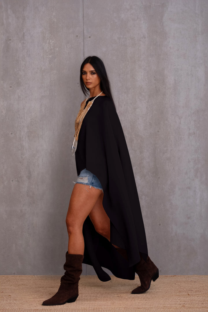 Pleated Long Poncho
