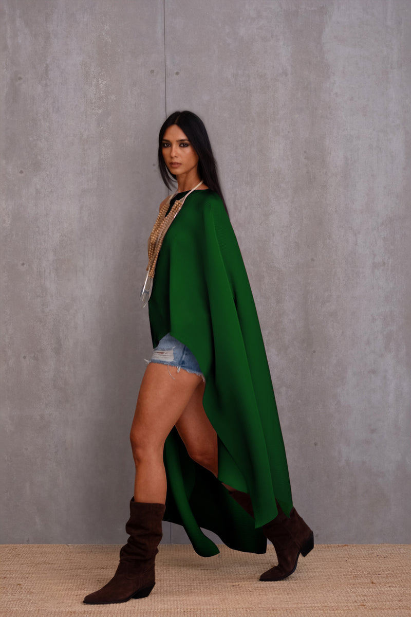 Pleated Long Poncho